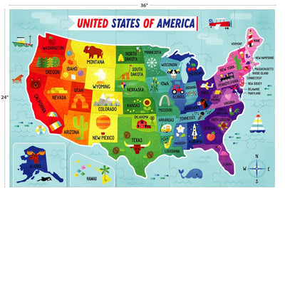 Little Buffalo, Map of the USA Floor Jigsaw Puzzle