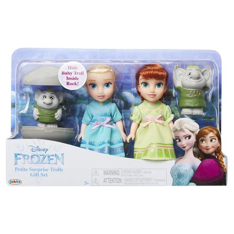 Disney Frozen 6 inch Petite Princess Anna and Elsa Fashion Dolls includes Surprise Trolls