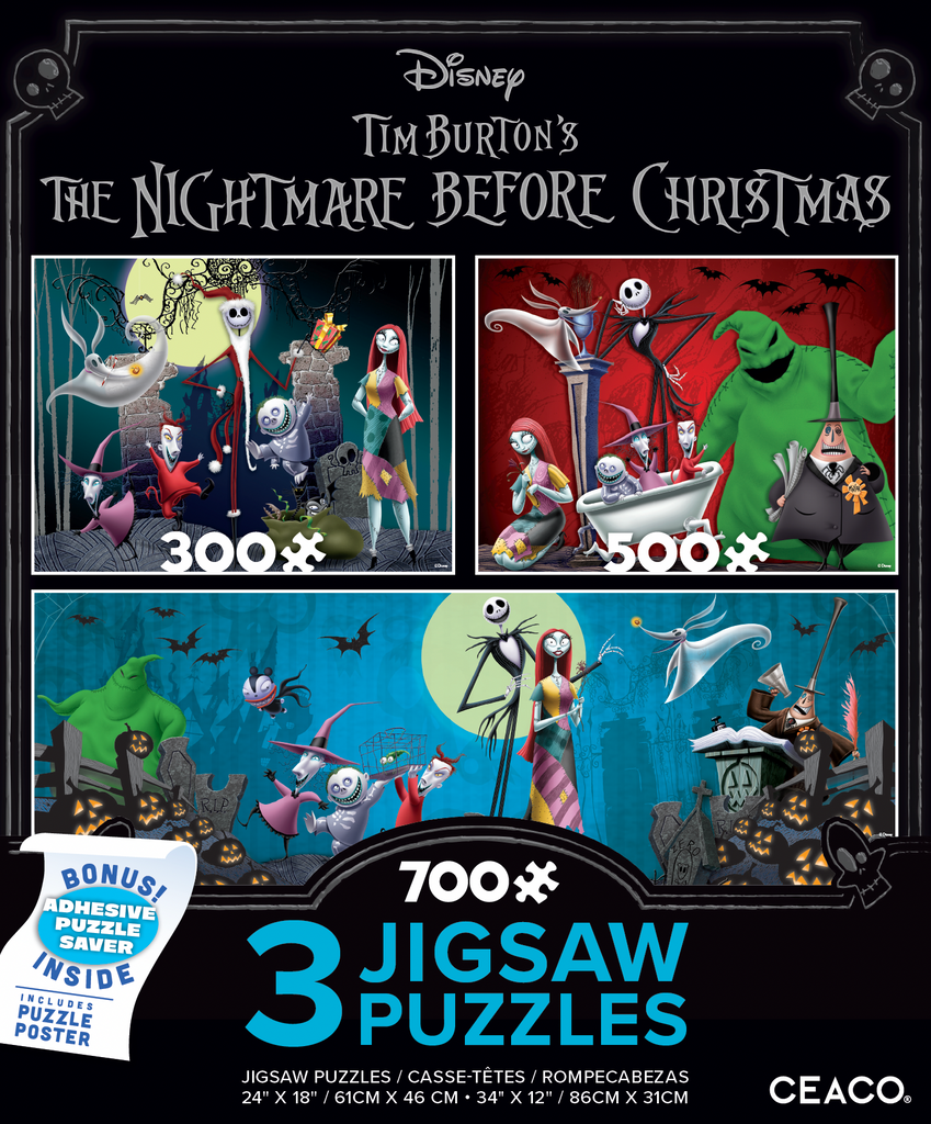 Ceaco Disney Nightmare Before Christmas Three Interlocking Jigsaw Puzzles