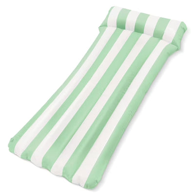 3pc Set. Light Green Cabana Stripe Pool Float, Pool Lounger, and Pool Tube