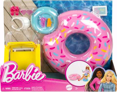 Barbie Accessories, Doll House Furniture and Decor, Pool Day Story Starter Pieces with Donut Floatie